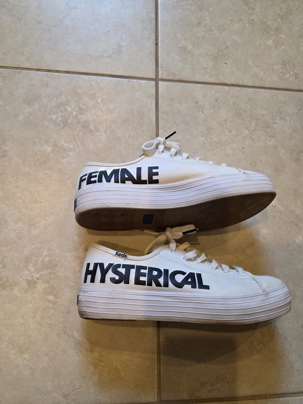 Keds X Rachel Antonoff Sneakers with Bold Black 'HYSTERICAL / FEMALE' Graphic